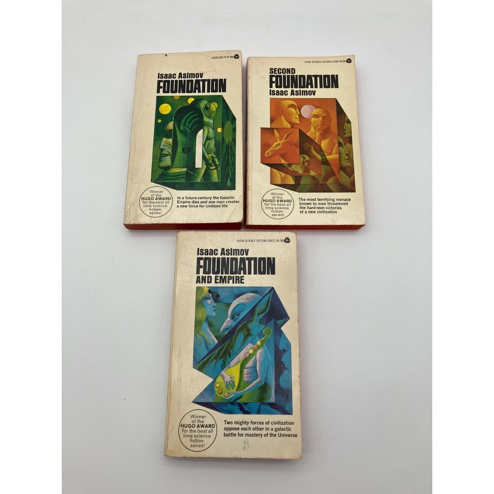 Vintage Isaac Asimov Foundation Series Trilogy 3 Book Avon Paperbacks Lot